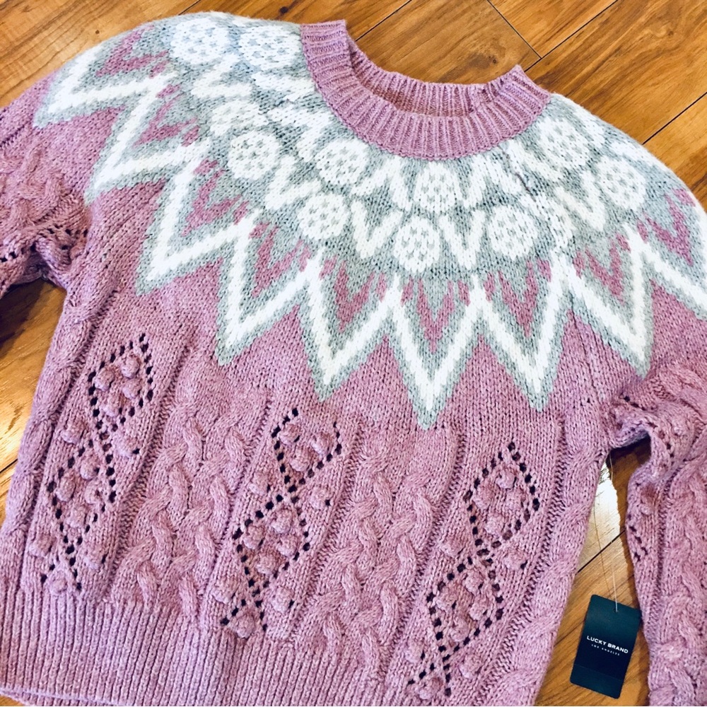 Lucky lavender Cable Knit Sweater winter preppy cottage core new tags medium